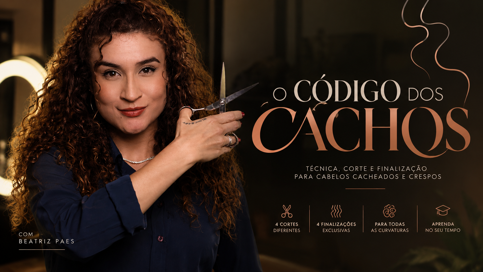 O Código dos Cachos, com Beatriz Paes: técnica, corte e finalização